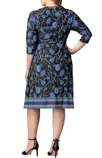 Women's Plus Beguiling Border Print Wrap Dress