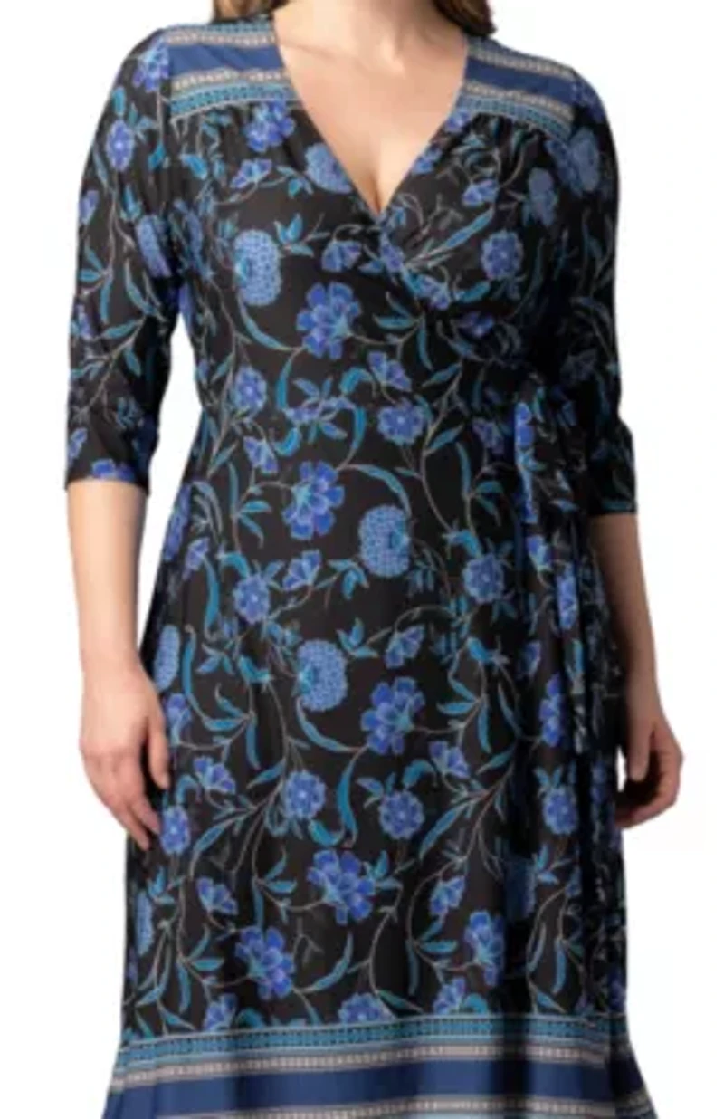 Women's Plus Beguiling Border Print Wrap Dress