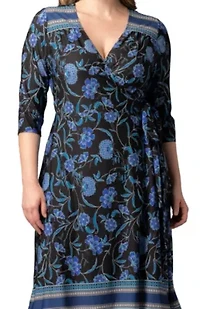 Women's Plus Beguiling Border Print Wrap Dress