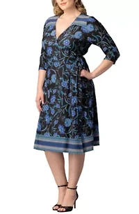 Women's Plus Beguiling Border Print Wrap Dress