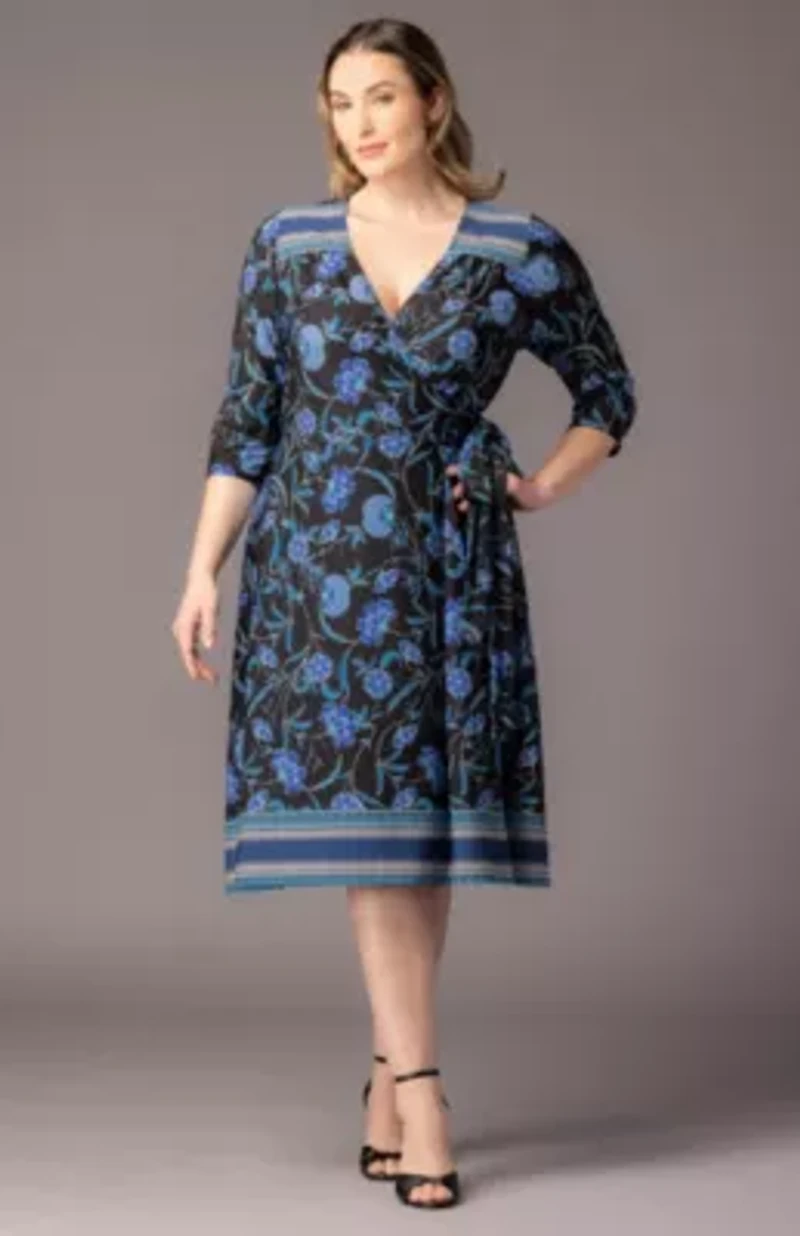 Women's Plus Beguiling Border Print Wrap Dress