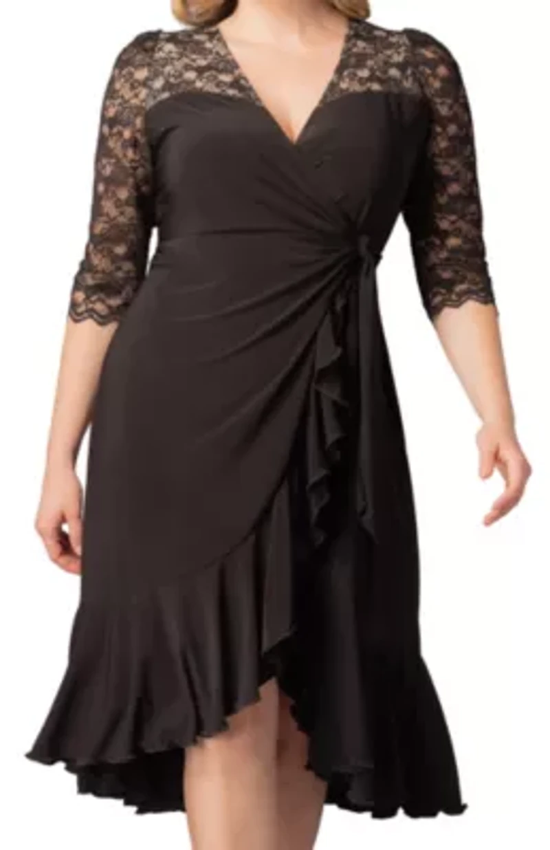 Women's Plus Lavish Lace Wrap Dress