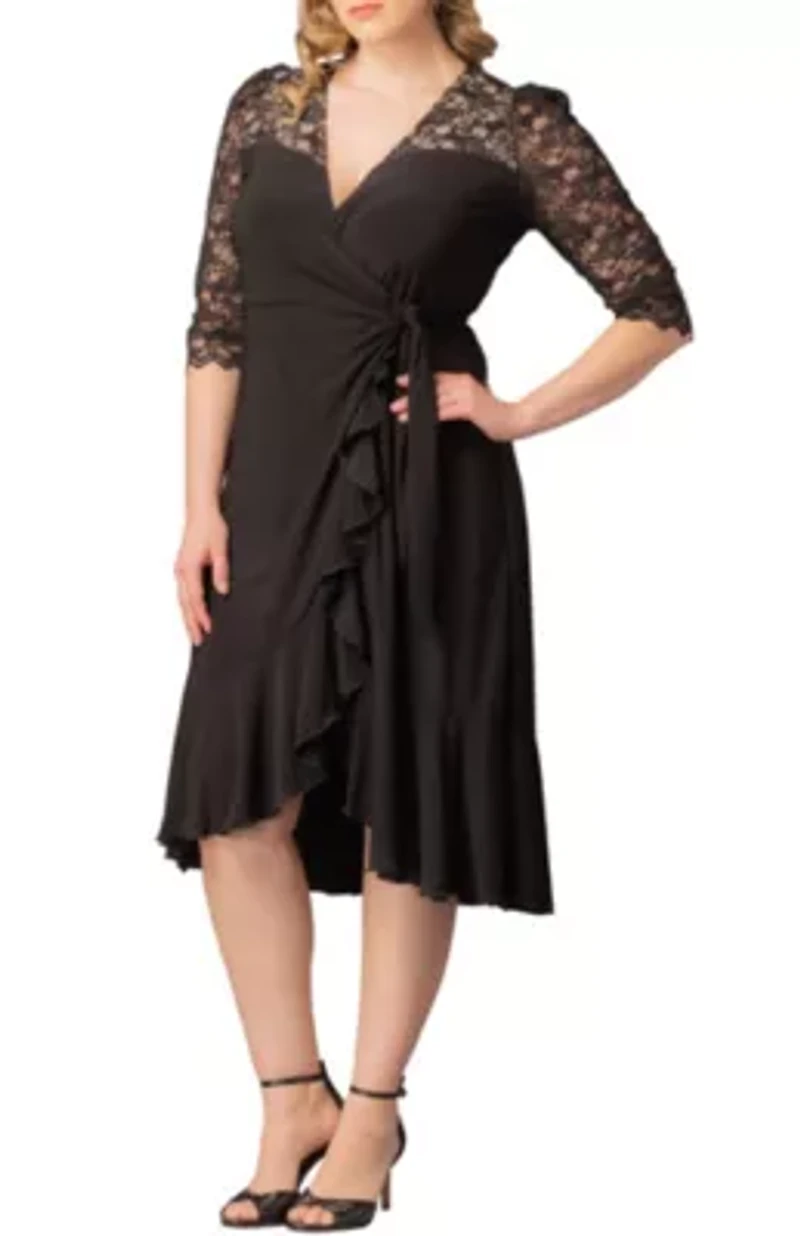 Women's Plus Lavish Lace Wrap Dress