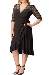 Women's Plus Lavish Lace Wrap Dress