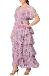 Women's Plus Tour de Flounce Evening Gown