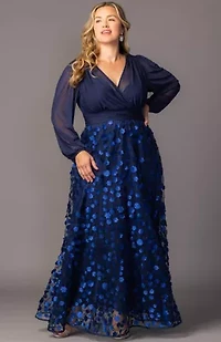 Women's Plus Blossoming Beauty Mesh Evening Gown