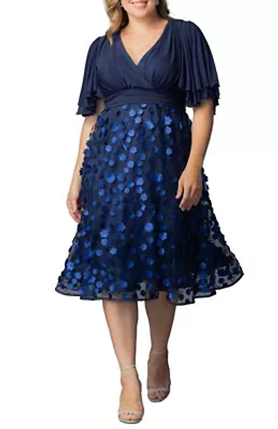 Women's Plus Pretty Petals Mesh Cocktail Dress