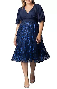Women's Plus Pretty Petals Mesh Cocktail Dress