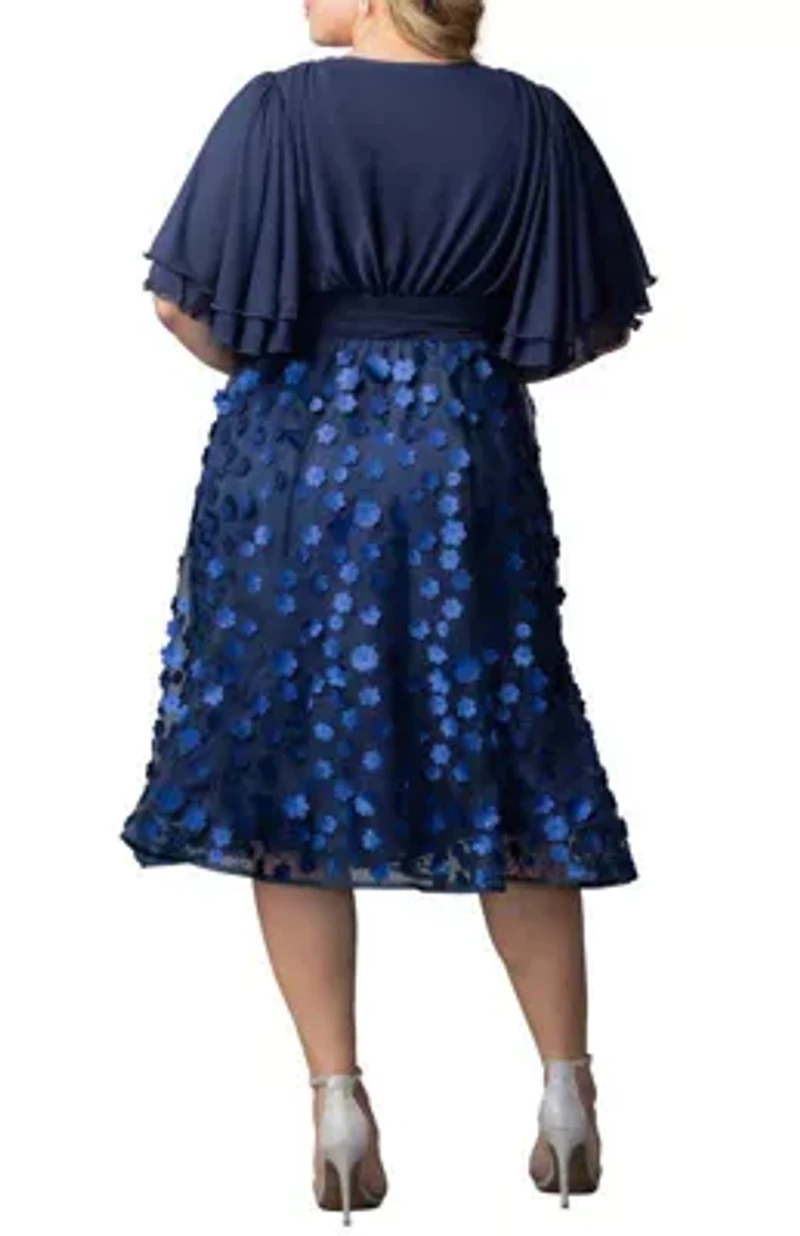 Women's Plus Pretty Petals Mesh Cocktail Dress