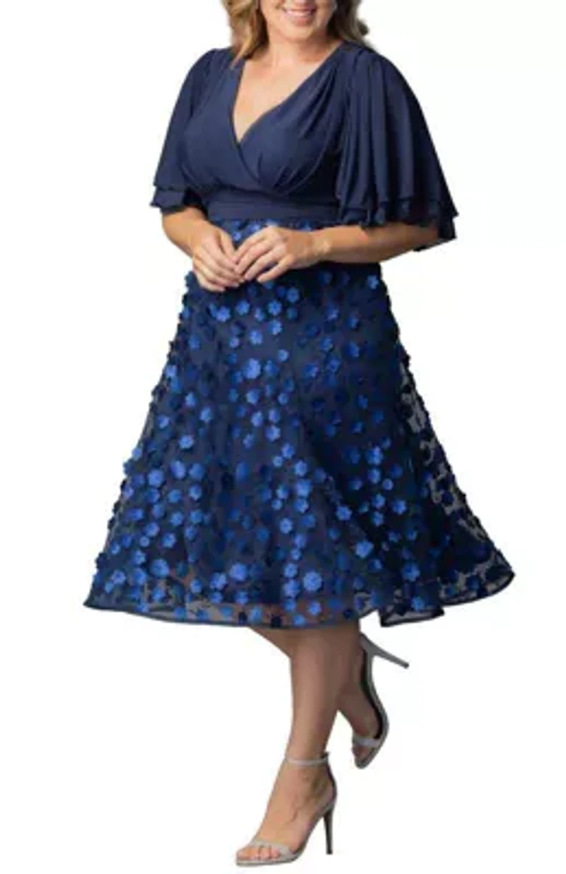 Women's Plus Pretty Petals Mesh Cocktail Dress