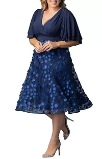 Women's Plus Pretty Petals Mesh Cocktail Dress