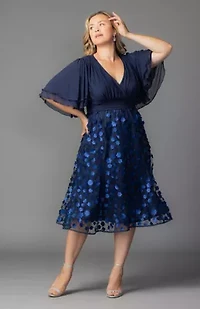 Women's Plus Pretty Petals Mesh Cocktail Dress