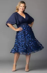 Women's Plus Pretty Petals Mesh Cocktail Dress