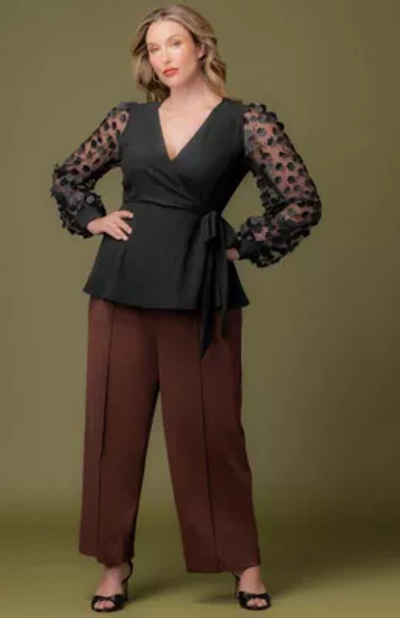 Women's Plus Polished Wide Leg Ponte Pants