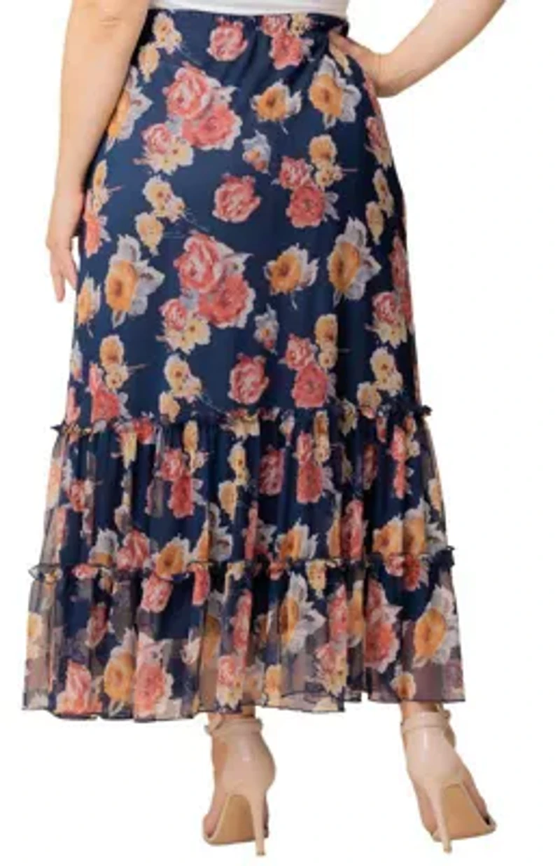 Women's Plus Isla Tiered Mesh Maxi Skirt