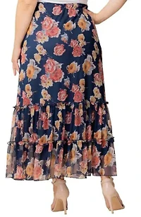 Women's Plus Isla Tiered Mesh Maxi Skirt