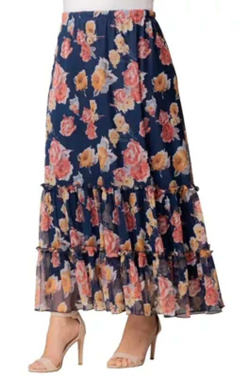 Women's Plus Isla Tiered Mesh Maxi Skirt