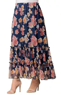 Women's Plus Isla Tiered Mesh Maxi Skirt