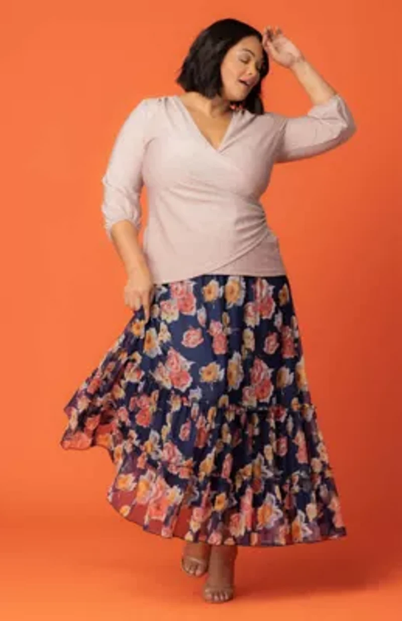 Women's Plus Isla Tiered Mesh Maxi Skirt