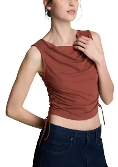 Women's Sleeveless Side Ruched Tie Top