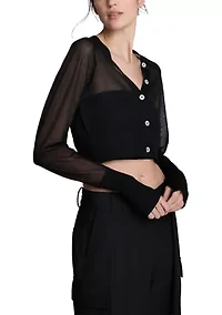 Women's Long Sleeve Button Front Cardigan