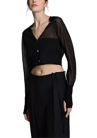Women's Long Sleeve Button Front Cardigan