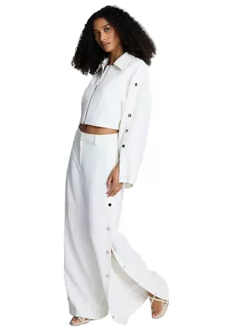 Women's Side Button Wide Leg Pants