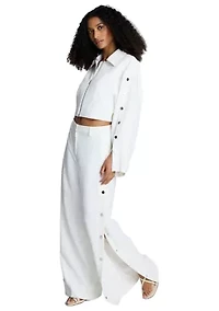 Women's Side Button Wide Leg Pants