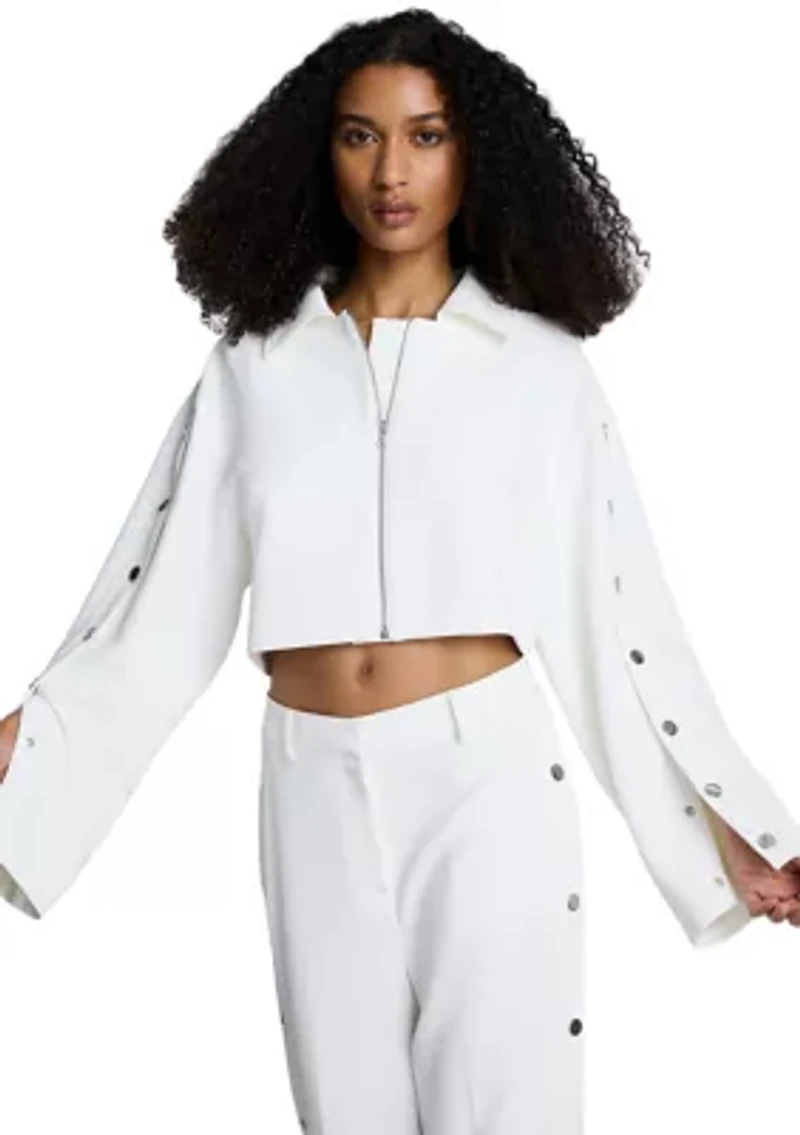 Women's Button Long Sleeve Zip Front Jacket