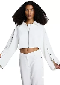 Women's Button Long Sleeve Zip Front Jacket