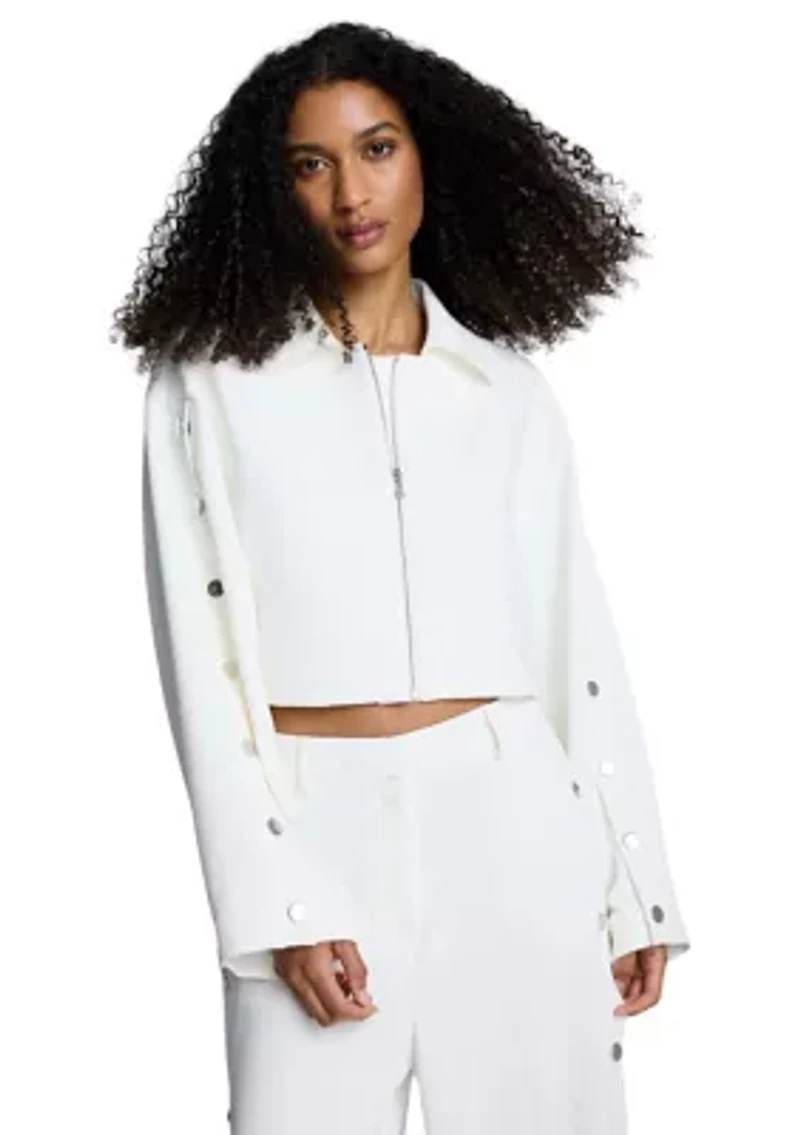 Women's Button Long Sleeve Zip Front Jacket