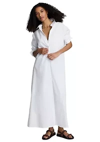 Women's Long Sleeve Button Front Tunic Shirtdress