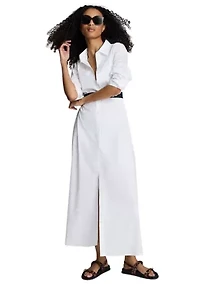 Women's Long Sleeve Button Front Tunic Shirtdress
