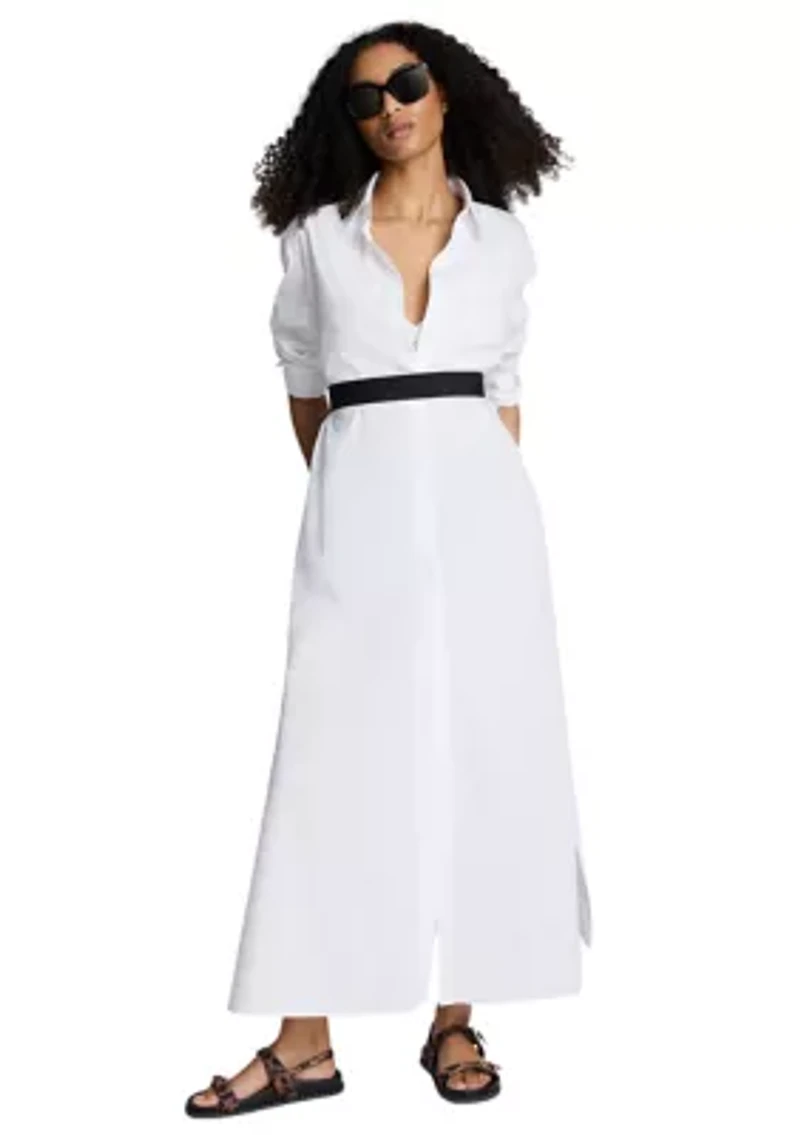 Women's Long Sleeve Button Front Tunic Shirtdress
