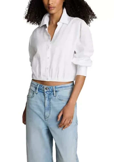 Women's Puff Sleeve Button Front Top
