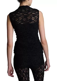 Women's Sleeveless Mock Neck Lace Top