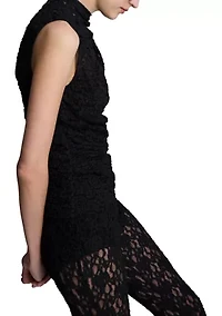 Women's Sleeveless Mock Neck Lace Top