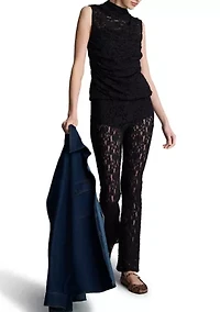 Women's Sleeveless Mock Neck Lace Top