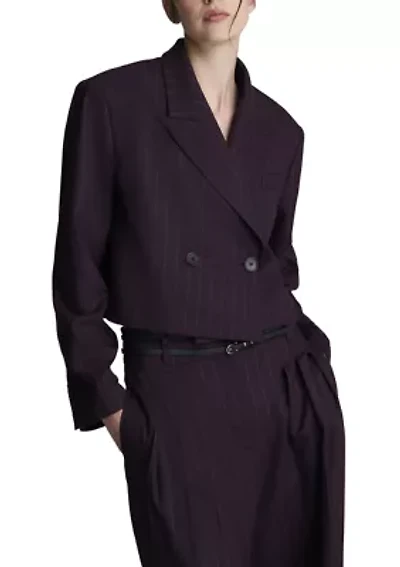 Women's Cropped Double Breasted Boyfriend Jacket