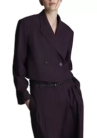 Women's Cropped Double Breasted Boyfriend Jacket