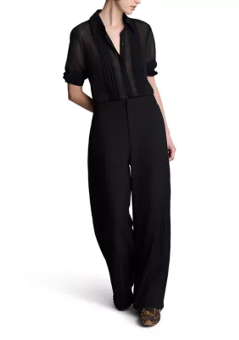Women's Side Pleat Wide Leg Pants