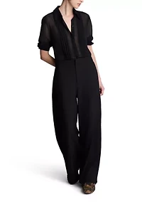 Women's Side Pleat Wide Leg Pants
