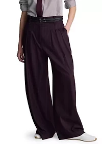 Women's High Rise Pleated Wide Leg Pants