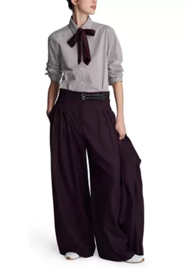 Women's High Rise Pleated Wide Leg Pants