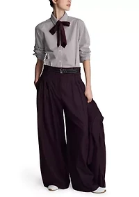 Women's High Rise Pleated Wide Leg Pants
