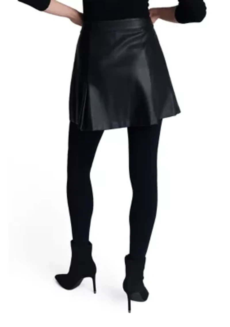 Women's Pleated Vegan Leather Skirt