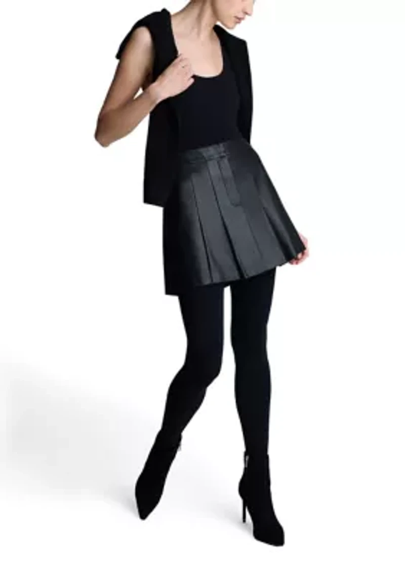 Women's Pleated Vegan Leather Skirt