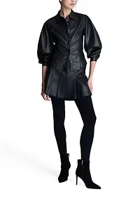 Women's Pleated Vegan Leather Skirt