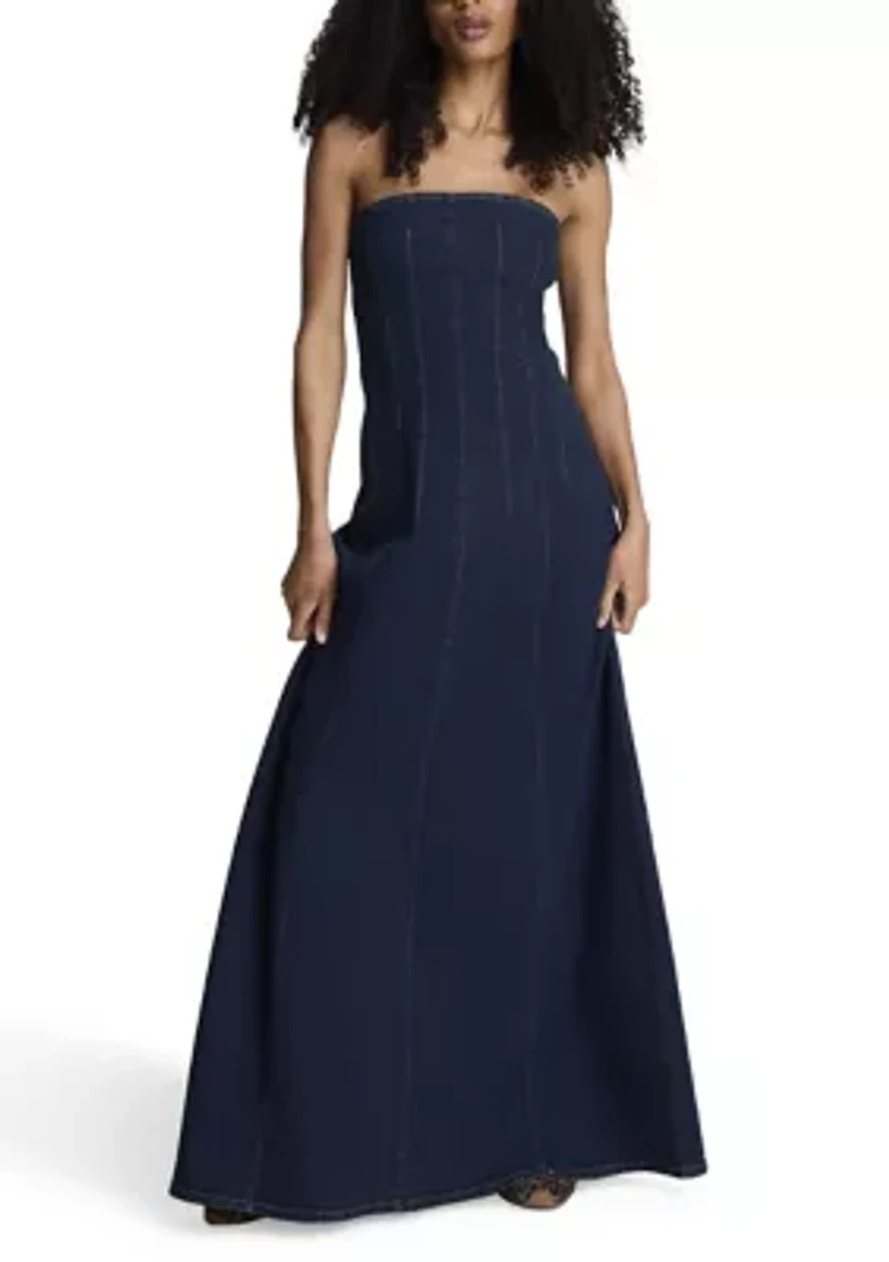 Women's Strapless A-Line Denim Dress