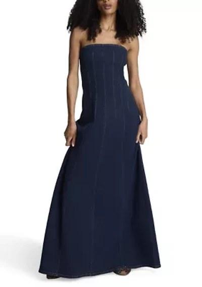 Women's Strapless A-Line Denim Dress